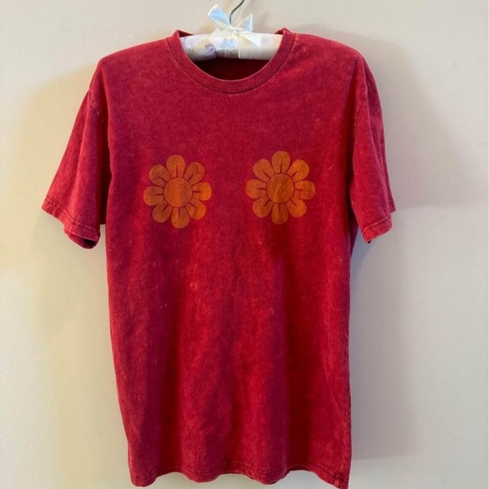 SOLD - Girl Power Burn The Bras Red T Shirt Size Medium